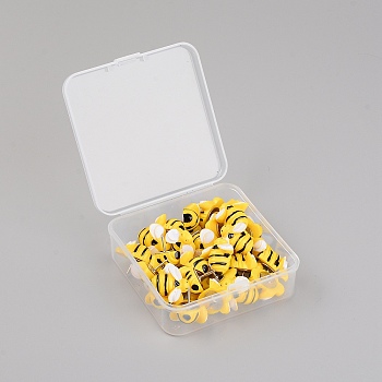 Plastic Bee Push Pins, with Iron Pins, for Photos Wall, Maps, Bulletin Board or Corkboards, Gold, 19.5x18.5x17.5mm, 30pcs/set