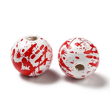 Perles en bois naturel imprimées sur le thème d'halloween(WOOD-L020-C01)-3