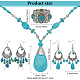 ANATTASOUL 2 Sets 2 Style Synthetic Turquoise Teardrop Lariat Necklace & Chandelier & Oval Beaded Stretch Bracelet(SJEW-AN0001-02)-2