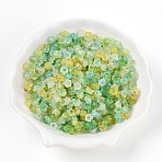 Frosted Transparent Acrylic Beads, Flower, with Gold Foil , Turquoise, 5.5~6x3mm, Hole: 1.5mm,  about 10860pcs/500g.(OACR-N137-72H)