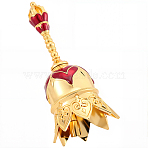 1Pc Alloy Enamel Hand Call Bell Displcy Decorations, for Home Office Desk Decoration, Golden, 55x123mm(AJEW-GF0012-22)