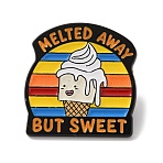 Melted Away But Sweet Ice Cream Enamel Brooches, Black Alloy Lapel Pin Backs for Backpack Clothes, Colorful, 26x25mm(AL-I003-05EB-01)