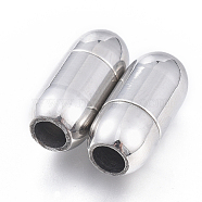 304 Stainless Steel Magnetic Clasps with Glue-in Ends, Column, Stainless Steel Color, 17x8x8mm, Hole: 4mm(STAS-D242-32P)