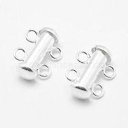 Sterling Silver Slide Lock Clasps, Peyote Clasps,, Silver, 14~15x11x6mm, Hole: 2mm(STER-K035-01)