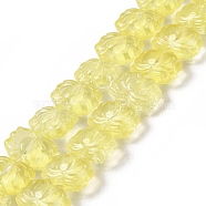 Transparent Glass Beads Strands, Lotus, Yellow, 10x14x7mm, Hole: 0.8mm, about 38pcs/strand, 14.17 inch(36cm)(GLAA-F114-01D)