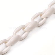 Handmade Acrylic Cable Chains, for Handbag Chain Making, Creamy White, 16x11x6.5mm, 39.37 inch(1m)/strand(AJEW-JB00690-09)