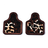 Eco-Friendly Cowhide Leather Big Pendants, with Dyed Wood, Bottle with Leopard Print, Colorful, 58x45x3mm, Hole: 1.5mm(FIND-N049A-09A-03)