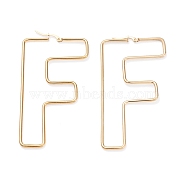 304 Stainless Steel Hoop Earrings, Golden, Letter.F, 78x41x2mm, 12 Gauge, Pin: 0.6x1.5mm(EJEW-F251-A02-F)