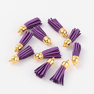 Suede Tassels, with CCB Plastic Findings, Nice for DIY Earring or Cell Phone Straps Making, Golden, Blue Violet, 38x10mm, Hole: 2mm(DJEW-M004-14)