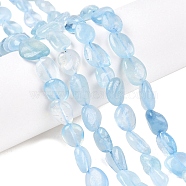 Natural Aquamarine Beads Strands, Oval, 8~15x7~12x4~12mm, Hole: 1mm, about 30~45pcs/strand, 15.7 inch(X-G-R445-8x10-36)