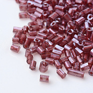 Transparent Lustered Two Cut Glass Seed Beads, Round Hole, Glazing Style, Hexagon, Dark Red, 2~6x2mm, Hole: 0.5mm, about 21000pcs/450g, 450g/bag(SEED-Q022-002)