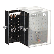 Rectangle Plastic Earring Display Drawer Box, Jewelry Organizer Holder Case with 3 Vertical Drawers, for Dangle Earring Storage, Black, 13x13x17.2cm(CON-WH0084-54)
