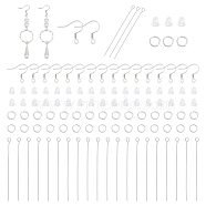 DIY Earring Making Finding Kit, Including 304 Stainless Steel Earring Hooks & Open Jump Rings, 201 Stainless Steel Eye Pin, Plastic Ear Nuts, Stainless Steel Color, 1000Pcs/box(DIY-UN0005-35)