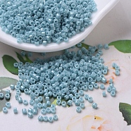 MIYUKI Delica Beads, Cylinder, Japanese Seed Beads, 11/0, (DB0217) Opaque Turquoise Green Luster, 1.3x1.6mm, Hole: 0.8mm, about 2000pcs/bottle, 10g/bottle(SEED-JP0008-DB0217)