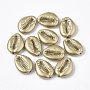 Spray Painted Acrylic Beads, Matte Style, Cowrie Shell, Goldenrod, 17.5x13.5x5.5mm, Hole: 1.8mm, about 700pcs/500g(ACRP-T007-01B)