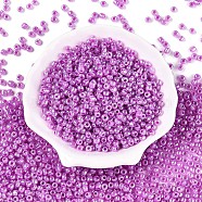 DIY Craft Beads 6/0 Ceylon Round Glass Seed Beads, Medium Orchid, Size: about 4mm in diameter, hole:1.5mm, about 495pcs/50g(X-SEED-A011-4mm-150)