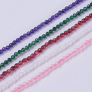 Natural Jade Beads Strands, Faceted, Round, Mixed Color, 3~3.5x2.5~3mm, Hole: 0.3mm, about 114~141pcs/strand, 15.1~16.4 inch(38.4~41.8cm)(G-F596-46-3mm)