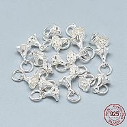 925 Sterling Silver Charms, with Jump Ring, Flower, Silver, 9x6.5x6mm, Hole: 4mm(STER-T002-49S)