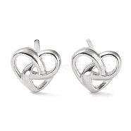 304 Stainless Steel Stud Earrings, Hollow Heart, Stainless Steel Color, 7x6.5mm(EJEW-Q788-08P)