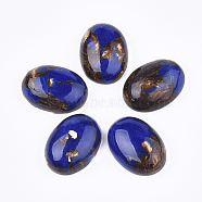Assembled Synthetic Imperial Jasper and Bronzite  Cabochons, Dyed, Oval, Blue, 25~25.5x18~18.5x7~7.5mm(G-S329-080B)