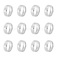12Pcs 201 Stainless Steel Plain Band Ring for Men Women, Matte Stainless Steel Color, US Size 12(21.4mm)(RJEW-UN0002-44A)