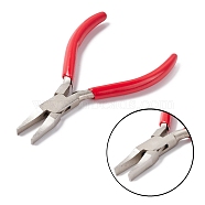 45# Carbon Steel Jewelry Pliers, Flat Nose Pliers, Ferronickel, Red, 13.2x6.7x0.7cm(PT-O001-01A)
