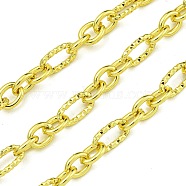 304 Stainless Steel Cable Chain, Unwelded, with Spool, Real 18K Gold Plated, 5~7.5x3.5~4x1mm(CHS-G036-05G)