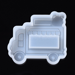 Shaker Molds, Silicone Quicksand Molds, Resin Casting Molds, For UV Resin, Epoxy Resin Jewelry Making, Bear Truck, White, 59.5x67x11.5mm, Inner Diameter: 55.5x63.5mm(DIY-I026-02)