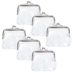 Gorgecraft 6Pcs PVC Change Purses, with Iron Kiss Lock Purse Frame, Rectangle, Clear, 8.6x8.5~9.7x1.2cm(ABAG-GF0001-16)