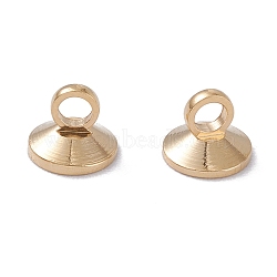 Brass Bead Cap Bails, for Globe Glass Bubble Cover Pendants, Real 24K Gold Plated, 6x5mm, Hole: 2mm(KK-D002-06G)