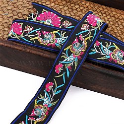 6.8M Ethnic Style Polyester Jacquard Bird Ribbon, Clothes Decoration, Black, 1-1/4 inch(33mm), about 7.44 Yards(6.8m)/Roll(PW-WG43457-03)