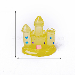 Resin Luminous Castle Mini Model, Micro Landscape Dollhouse Accessories, Pretending Prop Decorations, Yellow, 38x40mm(PW-WGC3917-03)