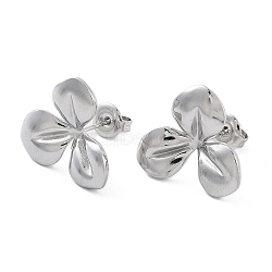 Non-Tarnish 304 Stainless Steel Stud Earrings, Leaf, Stainless Steel Color, 17.5x19mm(EJEW-P258-46P)