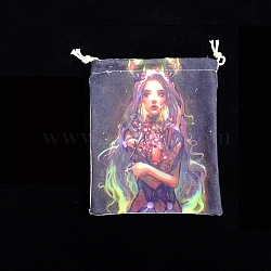 Tarot Card Storage Bag, Cloth Drawstring Bags, for Witchcraft Wiccan Altar Supplies, Rectangle, Human, 160~165x135mm(WICR-PW0001-09-29)