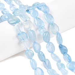 Natural Aquamarine Beads Strands, Oval, 8~15x7~12x4~12mm, Hole: 1mm, about 30~45pcs/strand, 15.7 inch(X-G-R445-8x10-36)