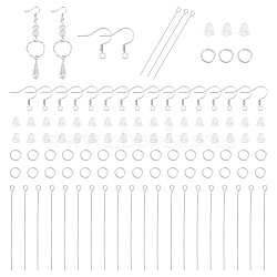 Unicraftale DIY Earring Making Finding Kit, Including 304 Stainless Steel Earring Hooks & Open Jump Rings, 201 Stainless Steel Eye Pin, Plastic Ear Nuts, Stainless Steel Color, 1000Pcs/box(DIY-UN0005-35)