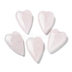 Natural Rose Quartz Pendants, Love Heart Charms, 38.5~39.5x25~25.5x9mm, Hole: 1.8mm(G-D087-02A)