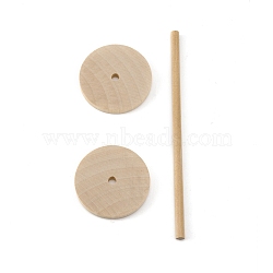 Schima Wood Unfinshed Wheel & Stick, DIY Wooden Craft, Wheat, Stick: 15x0.5cm, Wheel: 5x0.6cm, Hole: 5.6mm, 3pcs/set(DIY-WH0282-35C)