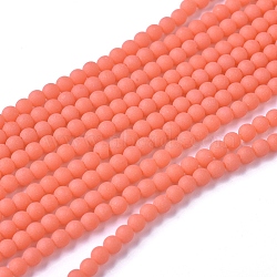 Frosted Opaque Glass Bead Strands, Round, Light Coral, 2.5~3mm, Hole: 0.7mm, about 150pcs/strand, 15.35 inch(39cm)(FGLA-G002-A07)