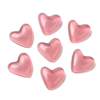 Translucent Resin Cabochons, Heart, Pink, 24x25.5x8mm