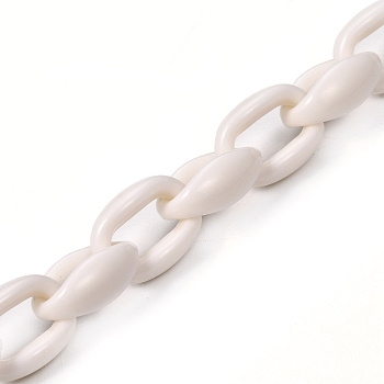 Handmade Acrylic Cable Chains, for Handbag Chain Making, Creamy White, 16x11x6.5mm, 39.37 inch(1m)/strand