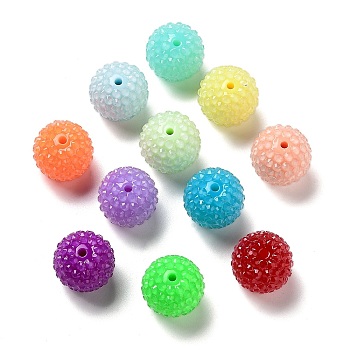 Chunky Resin Rhinestone Bubblegum Ball Beads, Round, Mixed Color, 20x18mm, Hole: 3mm