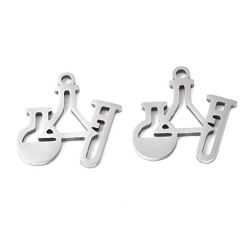 201 Stainless Steel Charms, Laser Cut, Medical Items, Stainless Steel Color, 15x14.5x1mm, Hole: 1.4mm