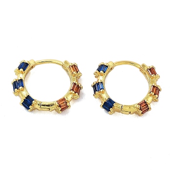 Rack Plating Brass Micro Pave Cubic Zirconia Hoop Earrings for Women, Long-Lasting Plated, Ring, Colorful, 13.5x4.5mm