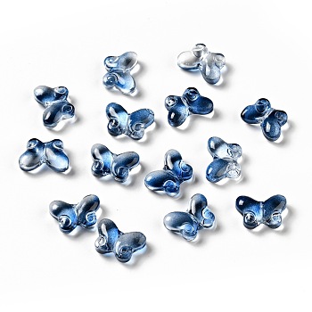 Transparent Glass Beads, Butterfly, Marine Blue, 10x14.5x4.5mm, Hole: 1mm