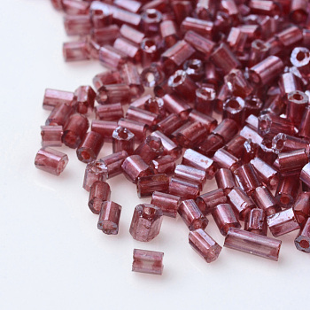 Transparent Lustered Two Cut Glass Seed Beads, Round Hole, Glazing Style, Hexagon, Dark Red, 2~6x2mm, Hole: 0.5mm, about 21000pcs/450g, 450g/bag