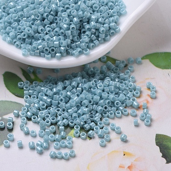 MIYUKI Delica Beads, Cylinder, Japanese Seed Beads, 11/0, (DB0217) Opaque Turquoise Green Luster, 1.3x1.6mm, Hole: 0.8mm, about 2000pcs/bottle, 10g/bottle