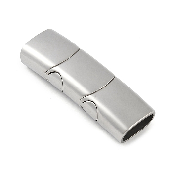 Tarnish Resistant 316 Surgical Stainless Steel Magnetic Clasps with Glue-in Ends, Rectangle, Stainless Steel Color, 33x10x6mm, Hole: 8x4mm