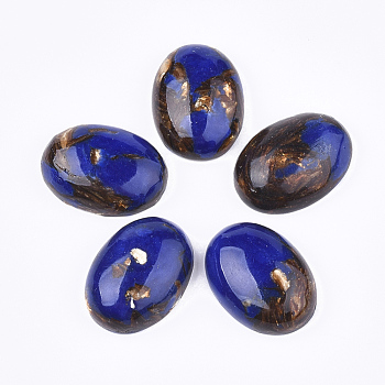Assembled Synthetic Imperial Jasper and Bronzite  Cabochons, Dyed, Oval, Blue, 25~25.5x18~18.5x7~7.5mm