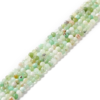 Natural Chrysoprase Beads Strands, Faceted, Round, 3mm, Hole: 0.6mm, about 116pcs/strand, 15.35~15.59 inch(390~396mm)